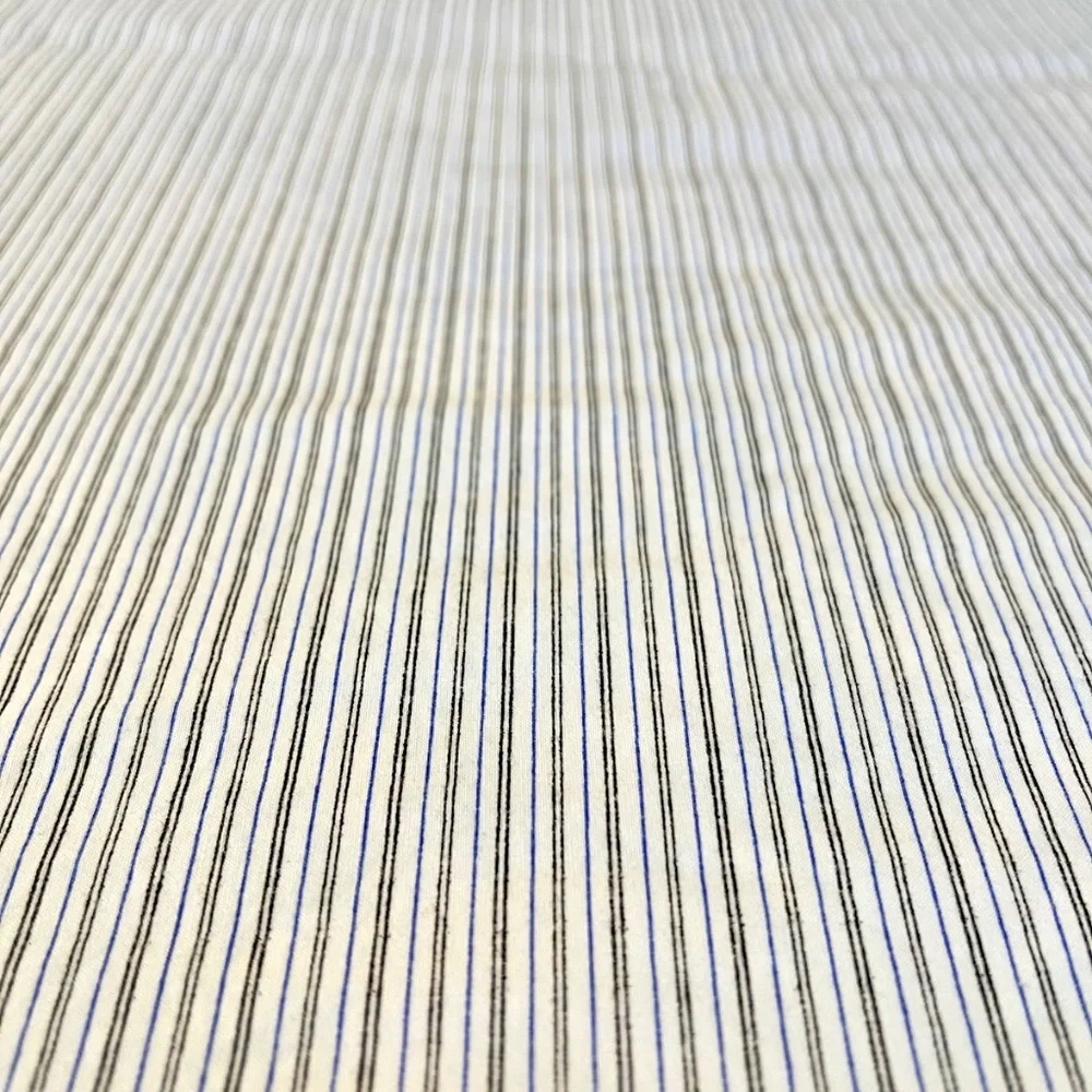 Lauren Ralph Lauren 100% Cotton Black Blue Striped Queen Size Flat Sheet